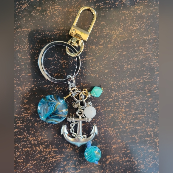 Anchor Bag Charm Keychain Navy - Picture 4 of 5